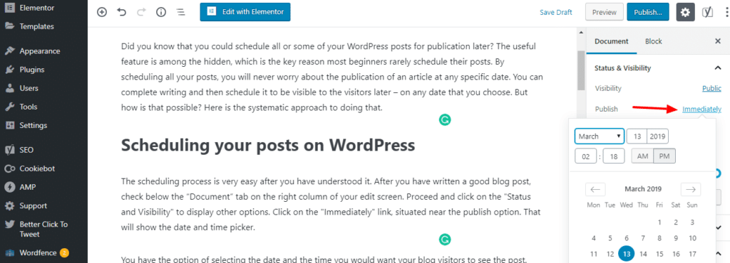 Schedule Post WordPress