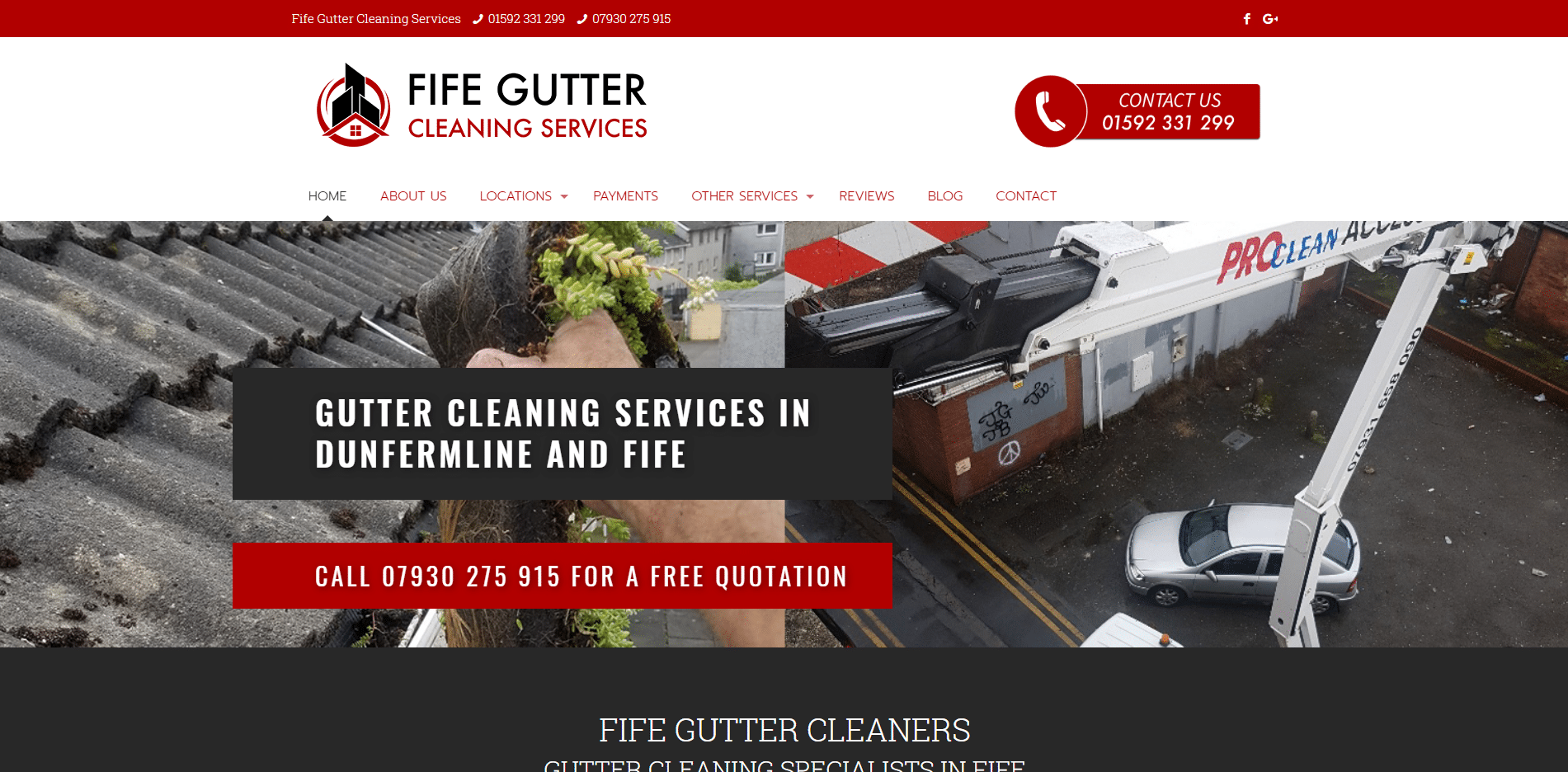 Gutter Cleaning Website Design